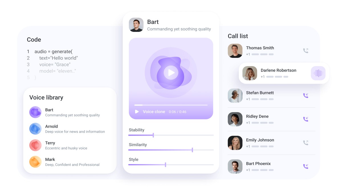 Voice cloning — upload a sample and clone any voice in minutes