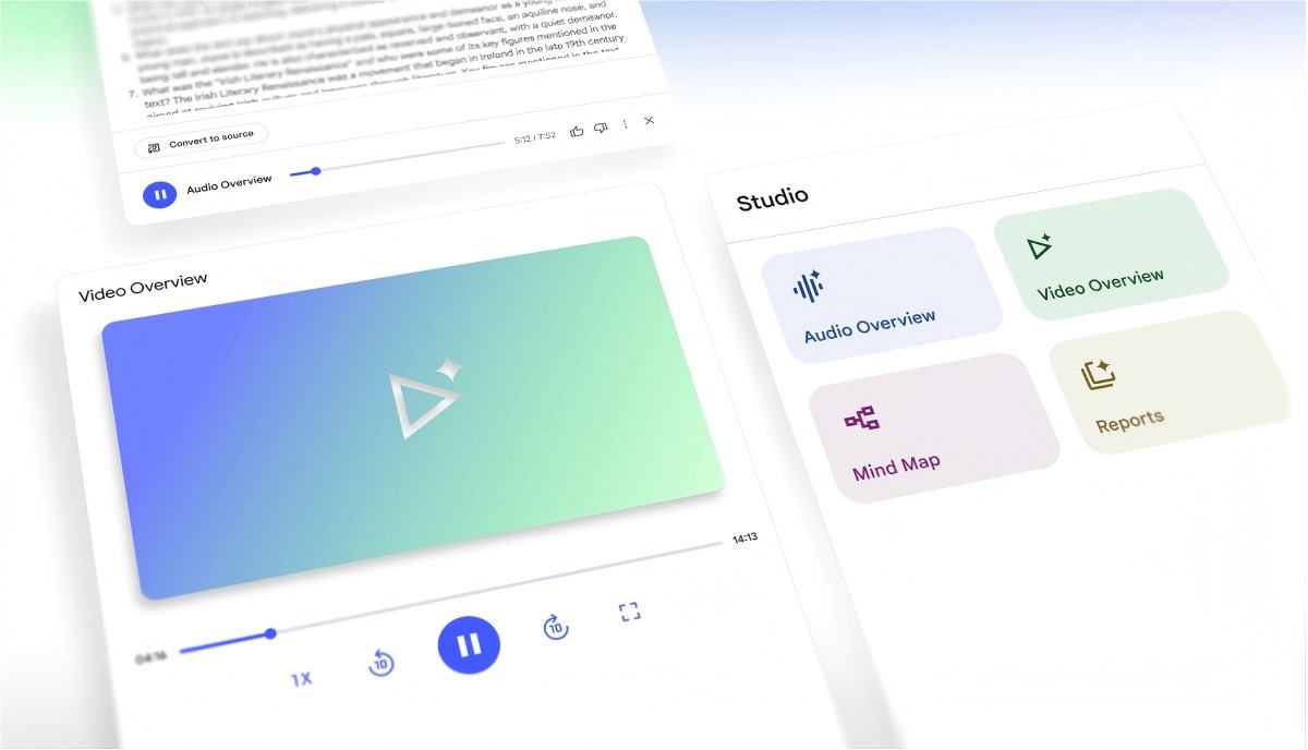 NotebookLM workspace — sources panel on the left, AI chat on the right