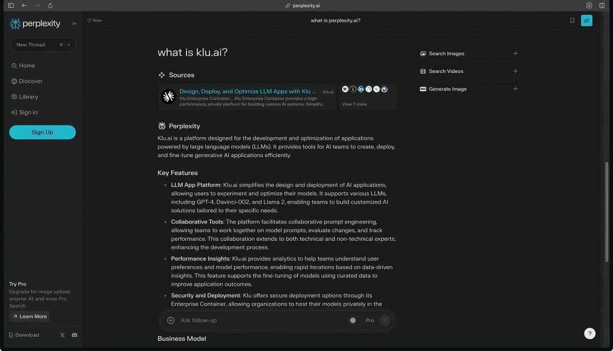Pro Search — deeper research mode that queries more sources and synthesizes findings